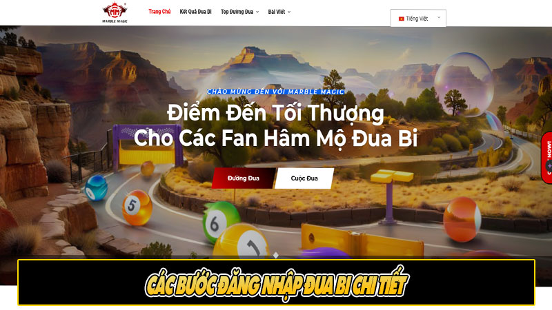 Các bước đăng nhập đua bi chi tiết